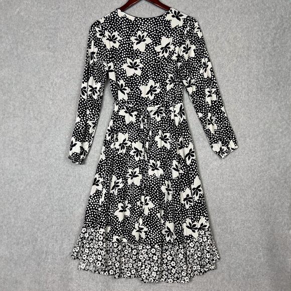 Anthropologie Porridge Black White Floral Amity Wrap Dress Size Small - Picture 6 of 10